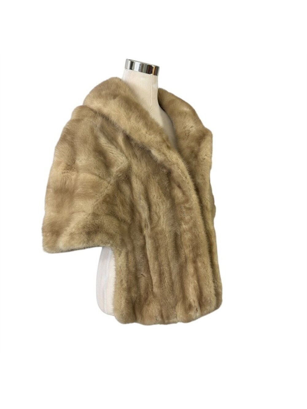 Mink Stole Blonde Fur One Size Collar Pockets Vintage 1950s Cikra Furs